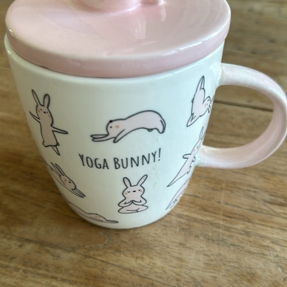 Yoga Bunny Wooly Heads by Magenta coffee mug with lid super cute pink - Picture 3 of 8